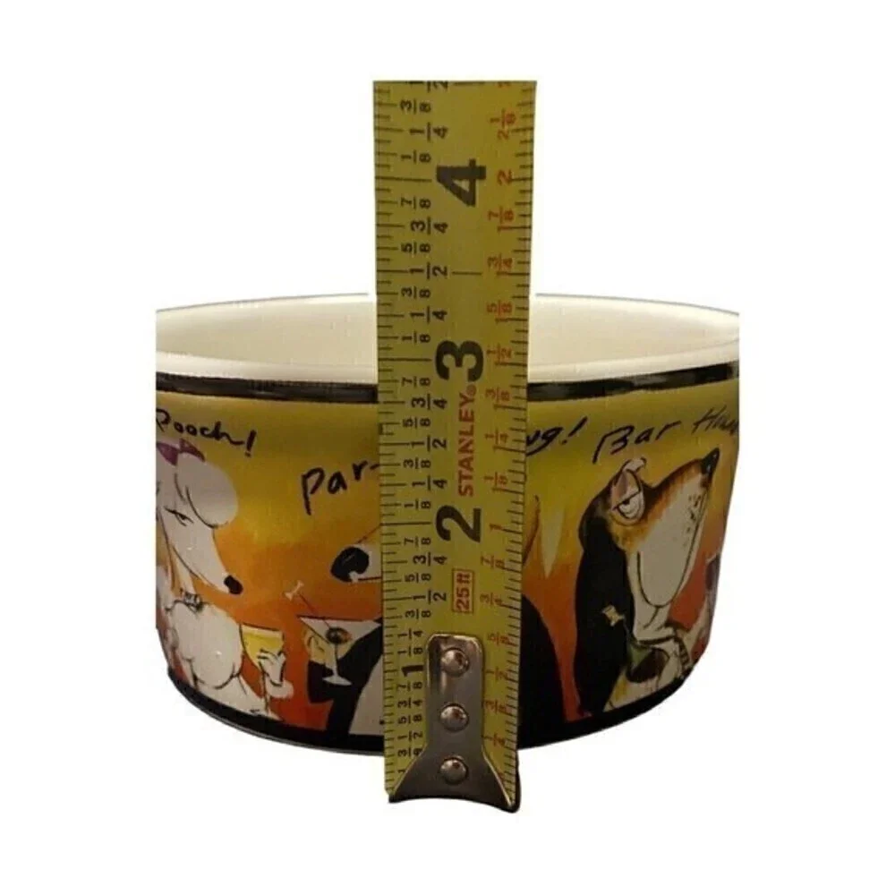 Tracy Flickinger Dog Food Bowl PARTY ANIMALS! CHEERS! Certif Int'l PARTY POOCH!